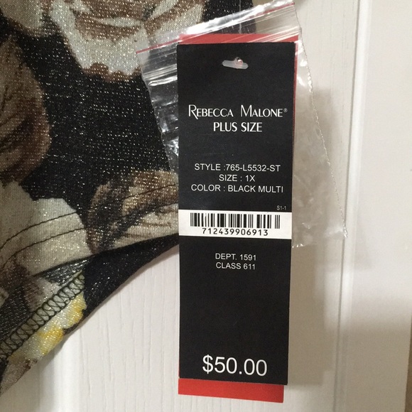 New With Tags Stretch Shimmering Plus Size 1X Top - Picture 8 of 14